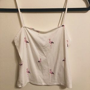 Forever 21, Cropped, Flamingo print tank top